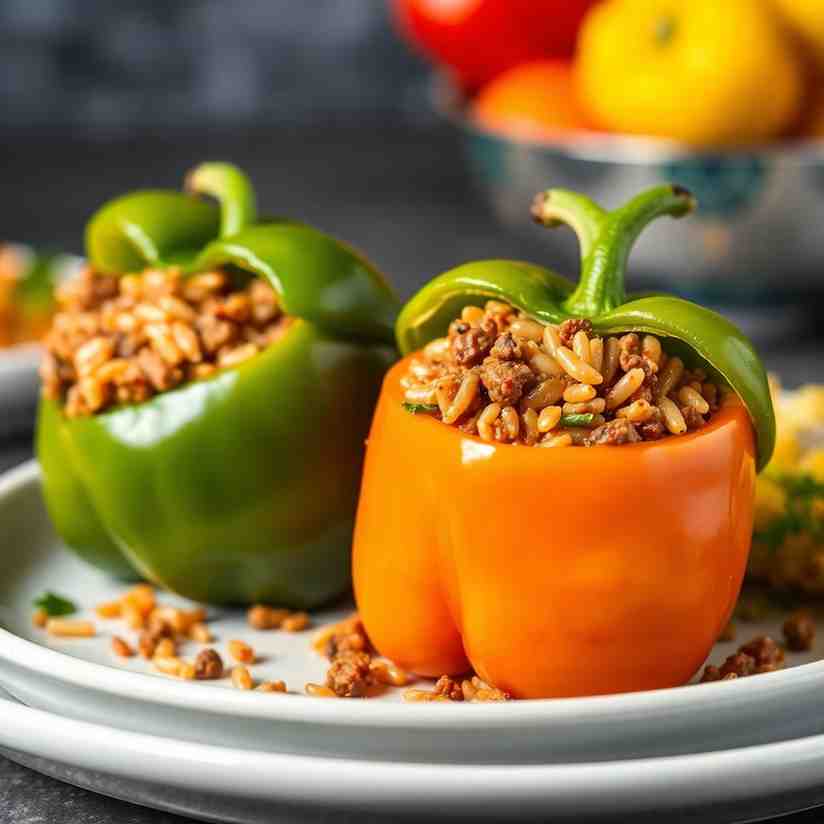 Easy Beef & Rice Stuffed Bell Peppers Oven-Baked Classic